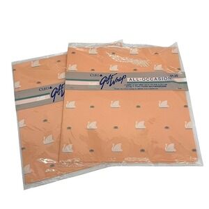 Cleo Gift Wrap Wrapping Paper Sheets All Occasion Swan VTG Ephemera Lot of 2